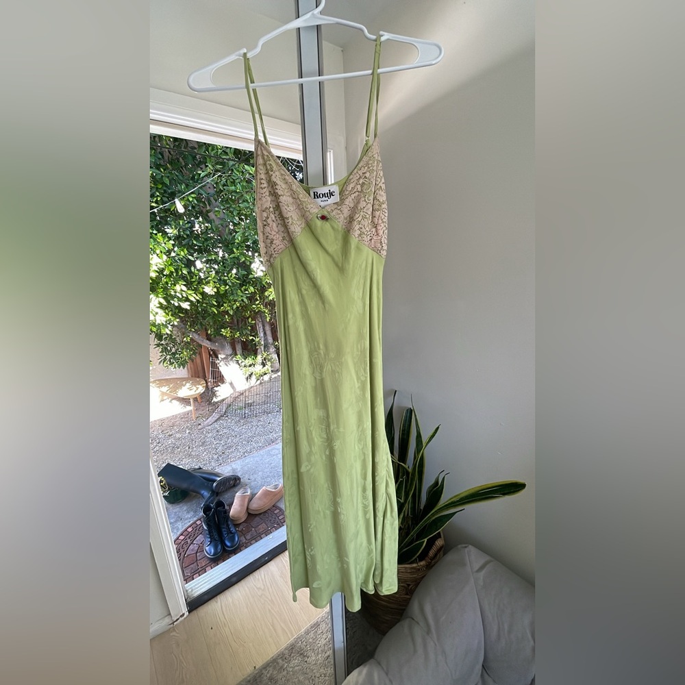 Rouje Green and Cream Dress